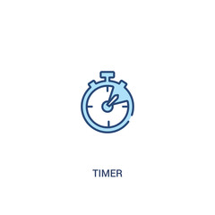 timer concept 2 colored icon. simple line element illustration. outline blue timer symbol. can be used for web and mobile ui/ux.