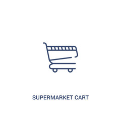 supermarket cart concept 2 colored icon. simple line element illustration. outline blue supermarket cart symbol. can be used for web and mobile ui/ux.