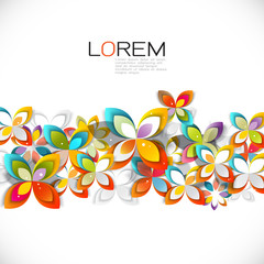 Wall Mural - colorful blossom flowers pattern strip and shadow on white background with paper cut style for leafl