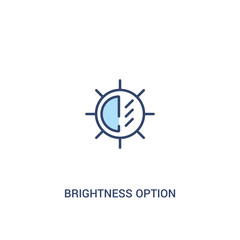 Poster - brightness option concept 2 colored icon. simple line element illustration. outline blue brightness 