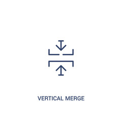 Poster - vertical merge concept 2 colored icon. simple line element illustration. outline blue vertical merge