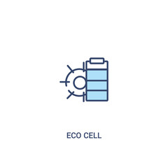 Wall Mural - eco cell concept 2 colored icon. simple line element illustration. outline blue eco cell symbol. can be used for web and mobile ui/ux.