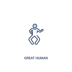 Poster - great human concept 2 colored icon. simple line element illustration. outline blue great human symbo