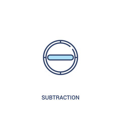 Wall Mural - subtraction concept 2 colored icon. simple line element illustration. outline blue subtraction symbol. can be used for web and mobile ui/ux.