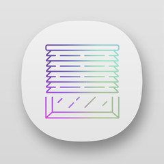 Sticker - Venetian blinds app icon. House and office window jalousie. Home interior design. Darkening window treatments. UI/UX user interface. Web or mobile applications. Vector isolated illustrations