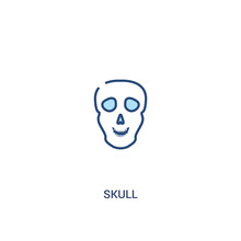 Skull Concept 2 Colored Icon. Simple Line Element Illustration. Outline Blue Skull Symbol. Can Be Used For Web And Mobile Ui/ux.