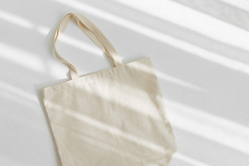 white eco bag mockup. blank shopping sack with copy space. canvas tote bag. eco friendly / zero wast
