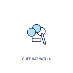 chef hat with a pencil concept 2 colored icon. simple line element illustration. outline blue chef hat with a pencil symbol. can be used for web and mobile ui/ux.