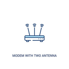 modem with two antenna concept 2 colored icon. simple line element illustration. outline blue modem with two antenna symbol. can be used for web and mobile ui/ux.