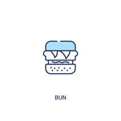 bun concept 2 colored icon. simple line element illustration. outline blue bun symbol. can be used for web and mobile ui/ux.