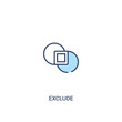 exclude concept 2 colored icon. simple line element illustration. outline blue exclude symbol. can be used for web and mobile ui/ux.