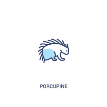 Porcupine Concept 2 Colored Icon. Simple Line Element Illustration. Outline Blue Porcupine Symbol. Can Be Used For Web And Mobile Ui/ux.