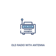 Wall Mural - old radio with antenna concept 2 colored icon. simple line element illustration. outline blue old radio with antenna symbol. can be used for web and mobile ui/ux.