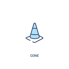 Wall Mural - cone concept 2 colored icon. simple line element illustration. outline blue cone symbol. can be used for web and mobile ui/ux.