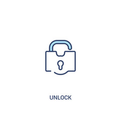 Wall Mural - unlock concept 2 colored icon. simple line element illustration. outline blue unlock symbol. can be used for web and mobile ui/ux.