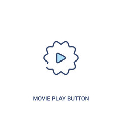 movie play button concept 2 colored icon. simple line element illustration. outline blue movie play button symbol. can be used for web and mobile ui/ux.