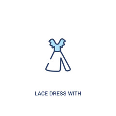 Wall Mural - lace dress with belt concept 2 colored icon. simple line element illustration. outline blue lace dress with belt symbol. can be used for web and mobile ui/ux.