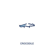 Crocodile Concept 2 Colored Icon. Simple Line Element Illustration. Outline Blue Crocodile Symbol. Can Be Used For Web And Mobile Ui/ux.