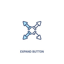 Expand Button Concept 2 Colored Icon. Simple Line Element Illustration. Outline Blue Expand Button Symbol. Can Be Used For Web And Mobile Ui/ux.