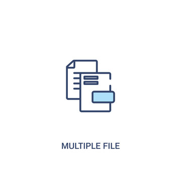 multiple file concept 2 colored icon. simple line element illustration. outline blue multiple file symbol. can be used for web and mobile ui/ux.