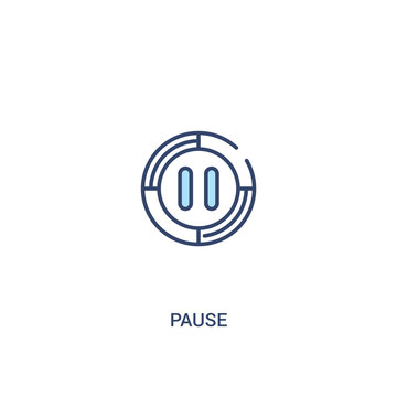 pause concept 2 colored icon. simple line element illustration. outline blue pause symbol. can be used for web and mobile ui/ux.