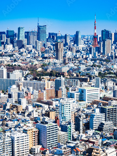 東京 青空と都市風景 縦位置 Stock Photo Adobe Stock