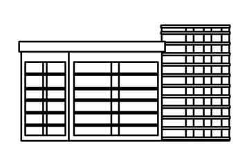 Office buildings and skyscraper real estates in black and white