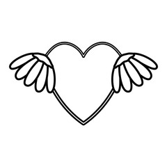 Sticker - heart love with wings pop art style