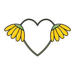 Sticker - heart love with sunflowers pop art style