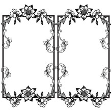 Place For Text, Style Unique And Elegant, For Black White Leaf Floral Frame. Vector