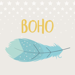 Poster - feather bird decoration boho style