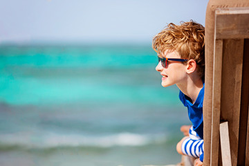 Canvas Print - kid at tropical vacation