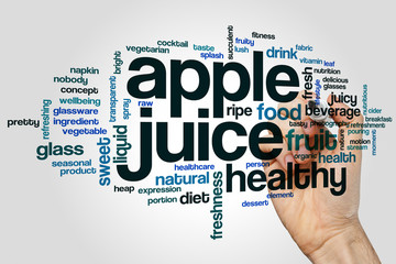 Poster - Apple juice word cloud concept on grey background