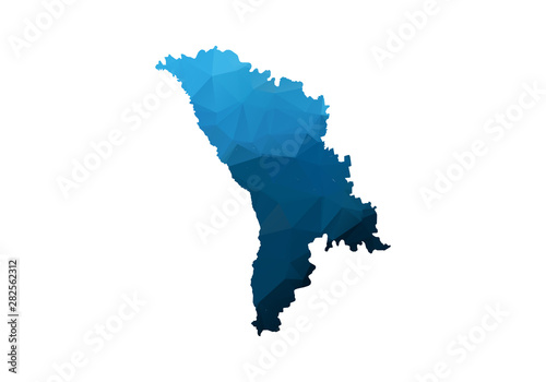 Cuadros en Lienzo Vector Map - Blue Geometric Rumpled Triangular