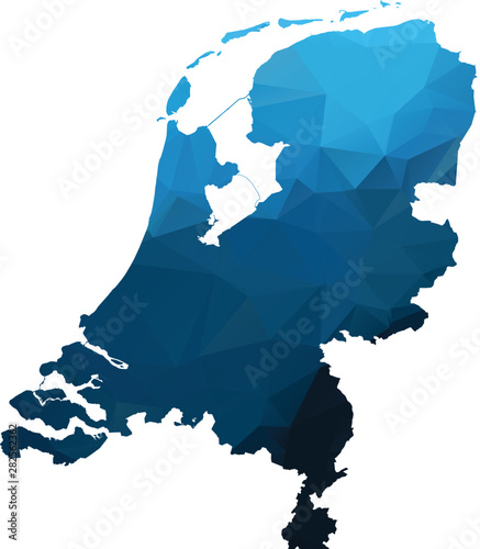Fotomural Vector Map - Blue Geometric Rumpled Triangular
