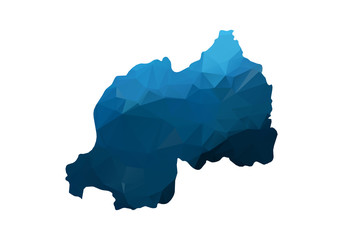 Vector Map - Blue Geometric Rumpled Triangular. Low poly map of Afghanistan. contour/shape map isolated on white background.