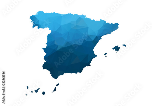 Cuadros en Lienzo Vector Map - Blue Geometric Rumpled Triangular
