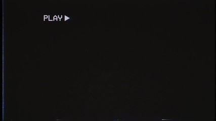 an old damaged vhs tape playing, over noise from an analog tv, with a play text. cool retro vintage 