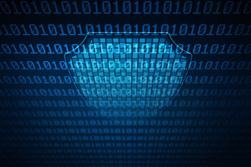 2d illustration abstract digital binary data on computer screen