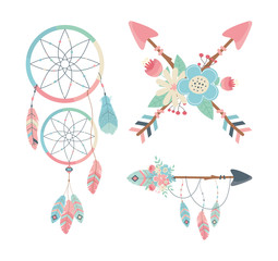 Poster - set of decorations boho style