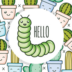 Sticker - cute little worm kawaii character