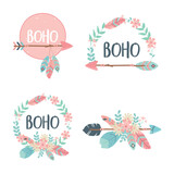 Fototapeta Boho - set of decorations boho style