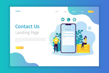 Contact us concept landing page illustration. Contact us concept design can be used for websites, landing pages, UI, mobile applications, posters, banner