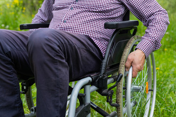 Wall Mural - Senior men in wheelchair