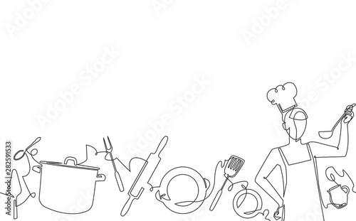 Fotografía Cooking Seamless Pattern