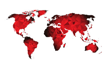 Wall Mural - red World map triangle geometric shapes 