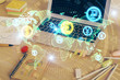 © peshkova - Multi exposure of forex chart and work space with computer. Concept of international online trading.
