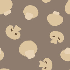 Poster - Seamless Pattern With Champignon Mushrooms.