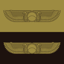 Egyptian Winged Sun Winged Sun Disk Vector Symbol