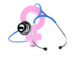 Canvas Print - Female gender symbol with stethoscope